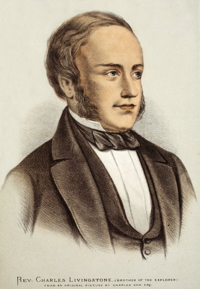 Charles Livingstone tiszteletes, illusztráció a David Livingstone élete és felfedezései képi kiadásából, J. Ewing Richie, pub. A. Fullarton & Co., 1876 alkotó: Charles Gow